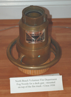 Picture of Fire Dept fog nozzle for a deck gun - mounted on top of fire truck - circa 1950